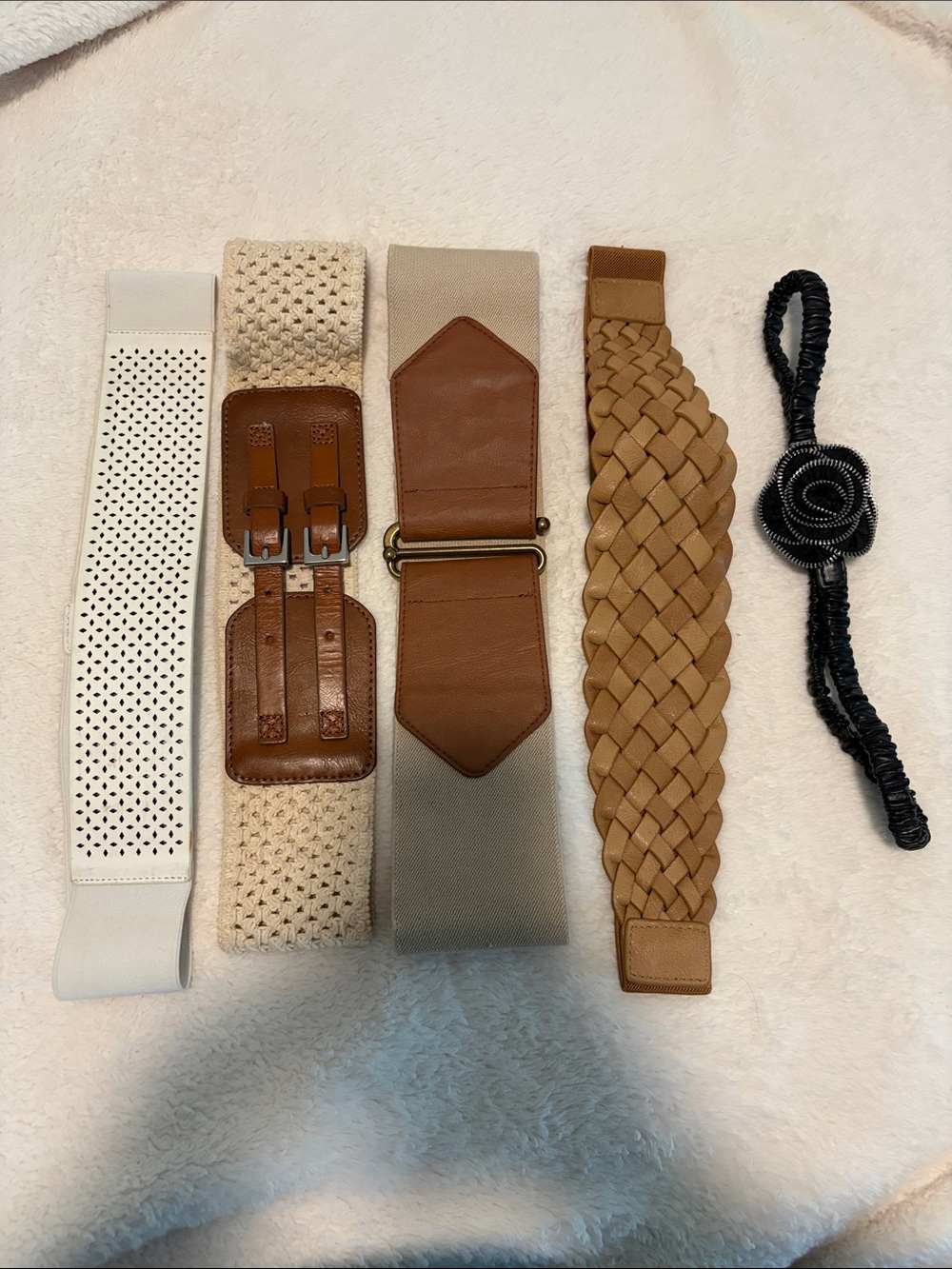 Express Women's Neutral Waist Belt Set - White, Cream, Tan, Brown, Black